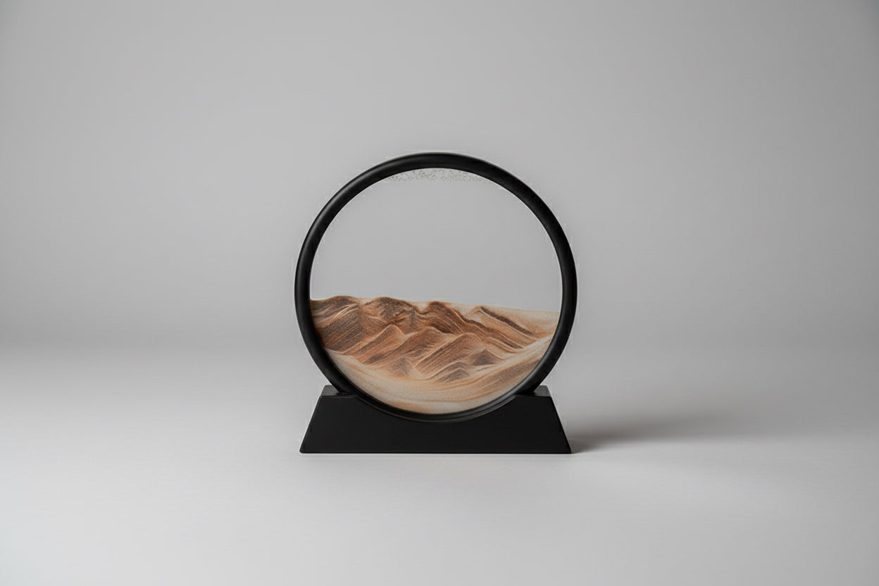 Moving Sand Art Picture round Glass 3D Hourglass Deep Sea Sandscape in Motion Display Flowing Sand Frame 7/12Inch for Home Decor