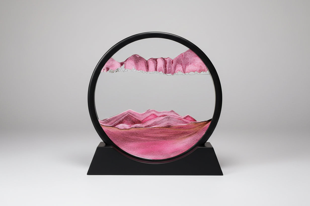 Moving Sand Art Picture round Glass 3D Hourglass Deep Sea Sandscape in Motion Display Flowing Sand Frame 7/12Inch for Home Decor