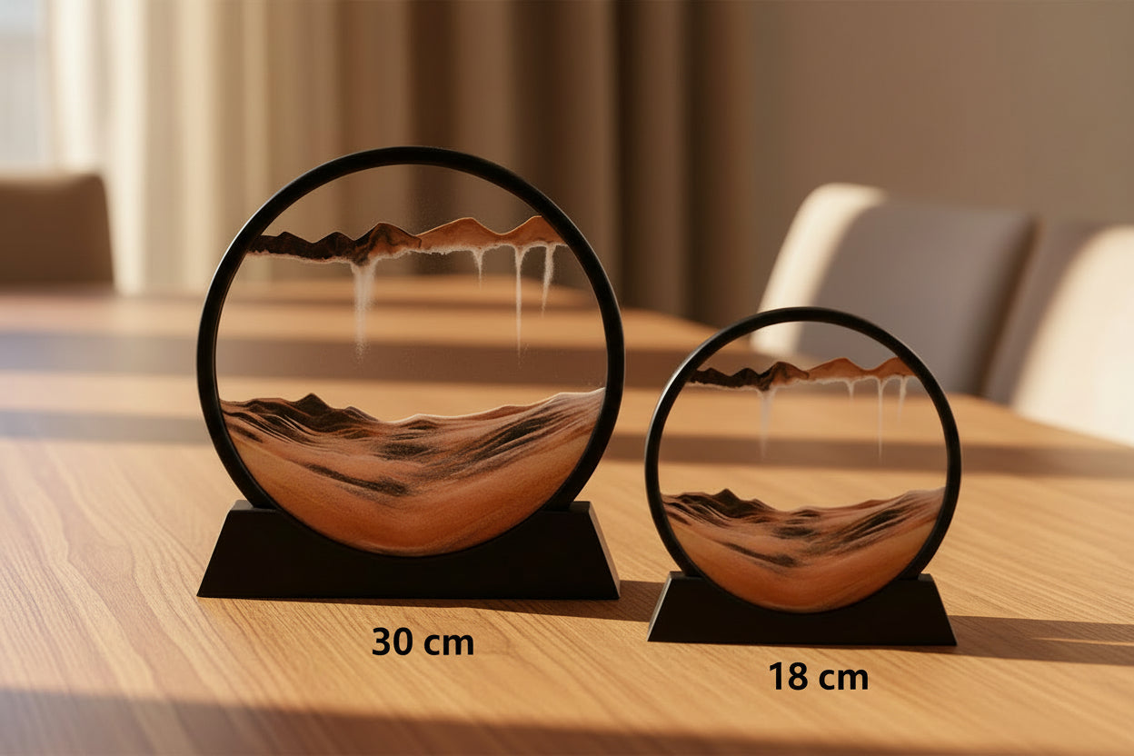 Moving Sand Art Picture round Glass 3D Hourglass Deep Sea Sandscape in Motion Display Flowing Sand Frame 7/12Inch for Home Decor