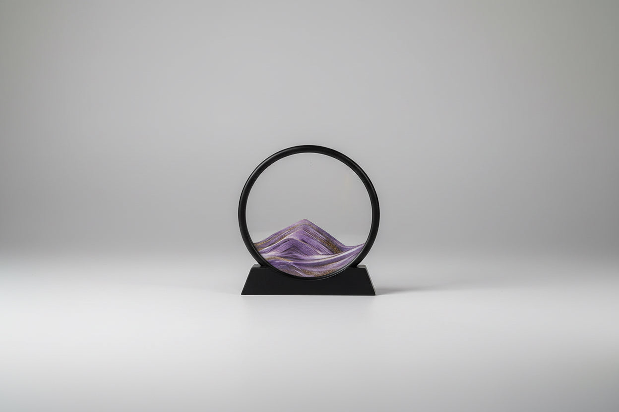 Moving Sand Art Picture round Glass 3D Hourglass Deep Sea Sandscape in Motion Display Flowing Sand Frame 7/12Inch for Home Decor