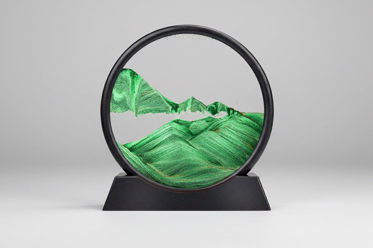 Moving Sand Art Picture round Glass 3D Hourglass Deep Sea Sandscape in Motion Display Flowing Sand Frame 7/12Inch for Home Decor