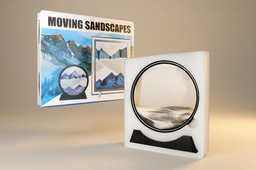 Moving Sand Art Picture round Glass 3D Hourglass Deep Sea Sandscape in Motion Display Flowing Sand Frame 7/12Inch for Home Decor